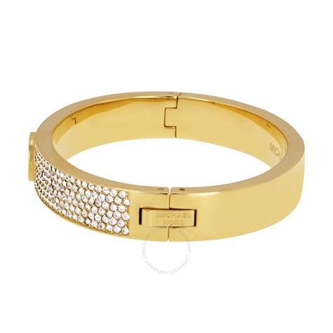 michael kors gold plated crystal bangle|Michael Kors adjustable bracelet.